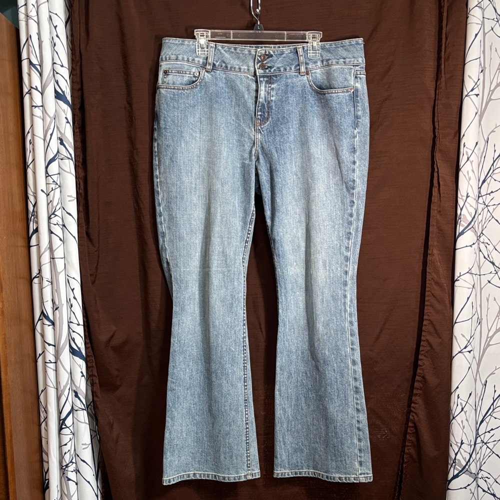 LONDONJEAN Washed Blue Flare Jeans
